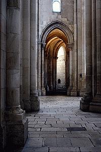 Entering the cathedral at Alcobaca